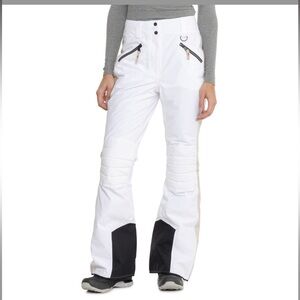 Lole Snow Ski Pants Women XL White Quilted Knee Zip Hand Pockets Snowboarding